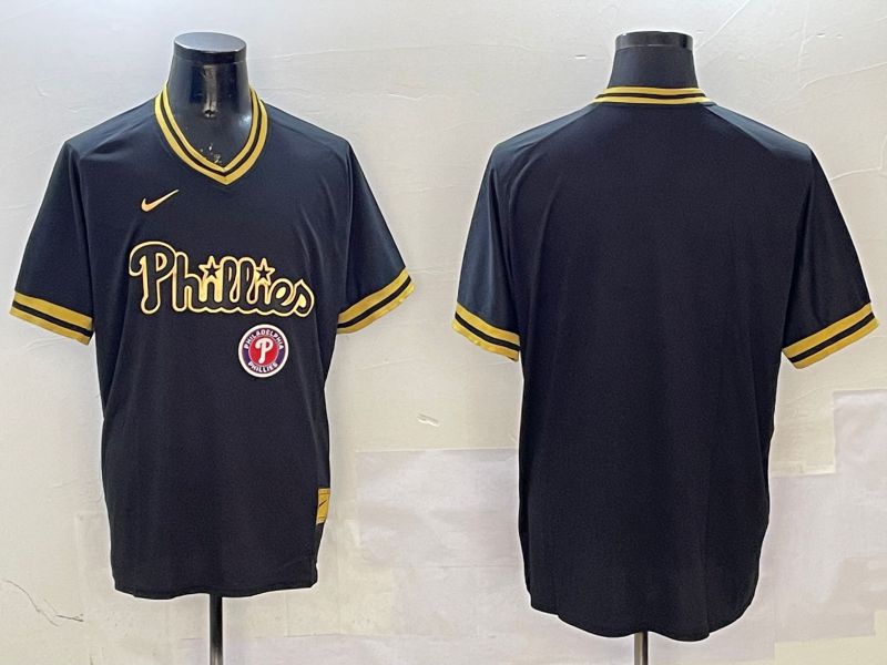Men Philadelphia Phillies Blank Black Gold Game 2025 Nike MLB Jersey style 3